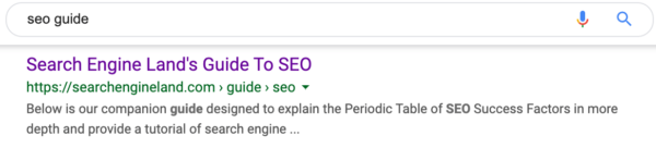 Search query keywords are bolded in meta descriptions