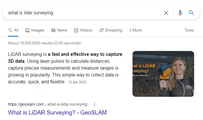 what is LiDAR surveying featured snippet