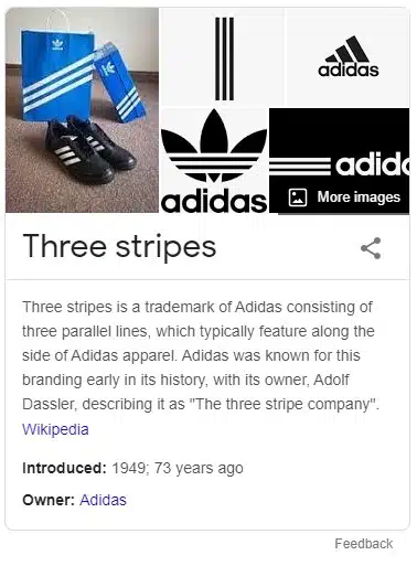 Three stripes knowledge panel