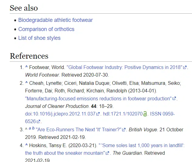 Wikipedia page - Sneakers - See also